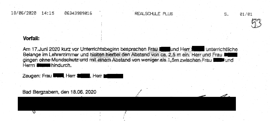 (Denunziationsschreiben 3 Lehrer*INNEN_xe der Realschule "plus" im Alfred-Grosser-Schulzentrum Bad Bergzabern in Rheinland-Pfalz, anonymisiert)